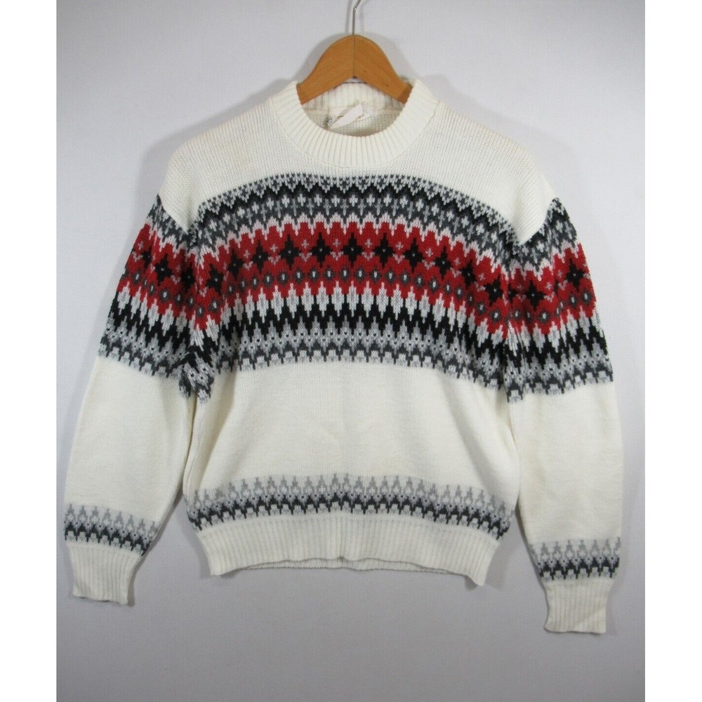 Vintage 70s Penneys Fair Isle Sweater Men Orlon Acrylic Pullover Crewneck
